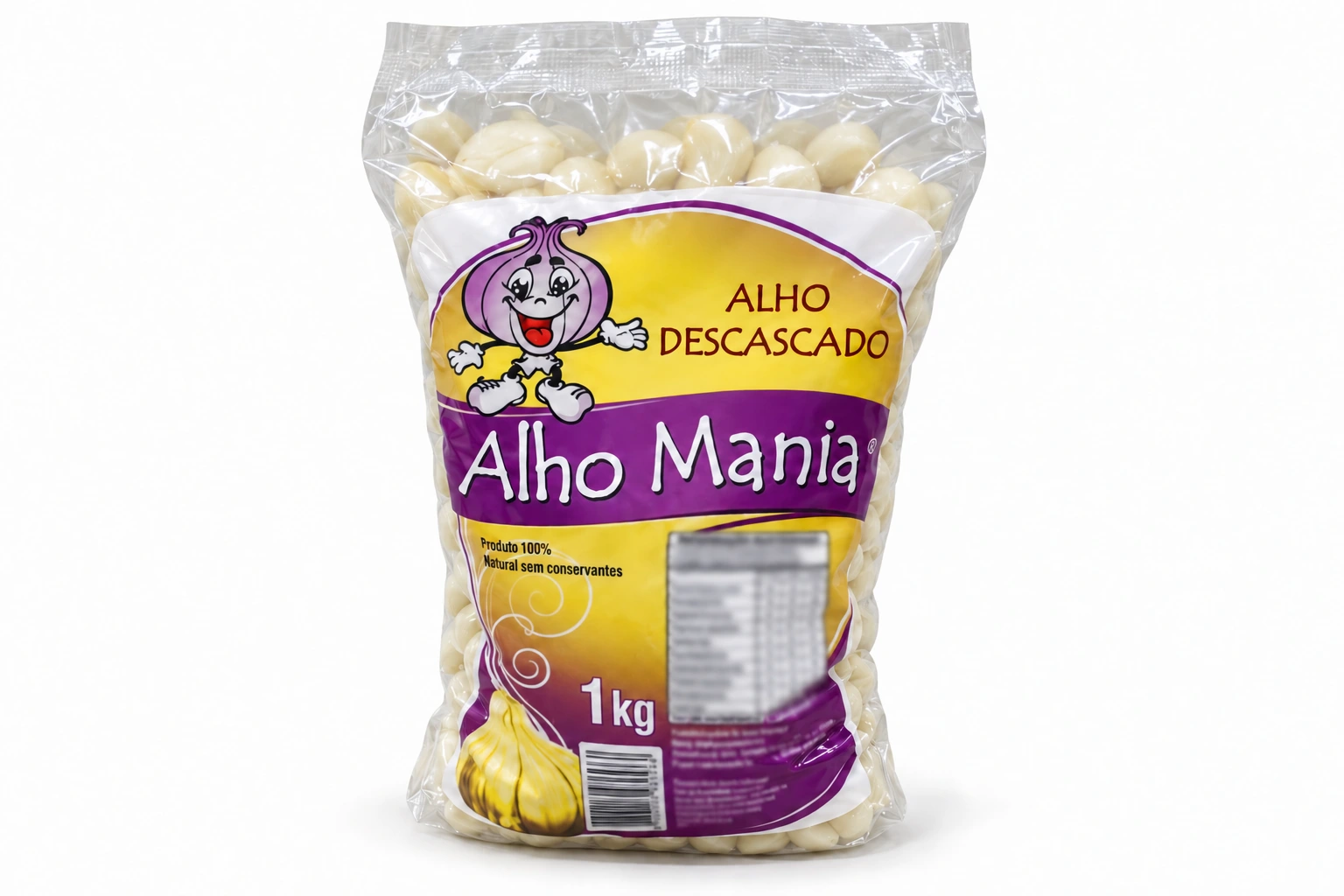 Alho descascado Alho Mania na embalagem de 1 kg