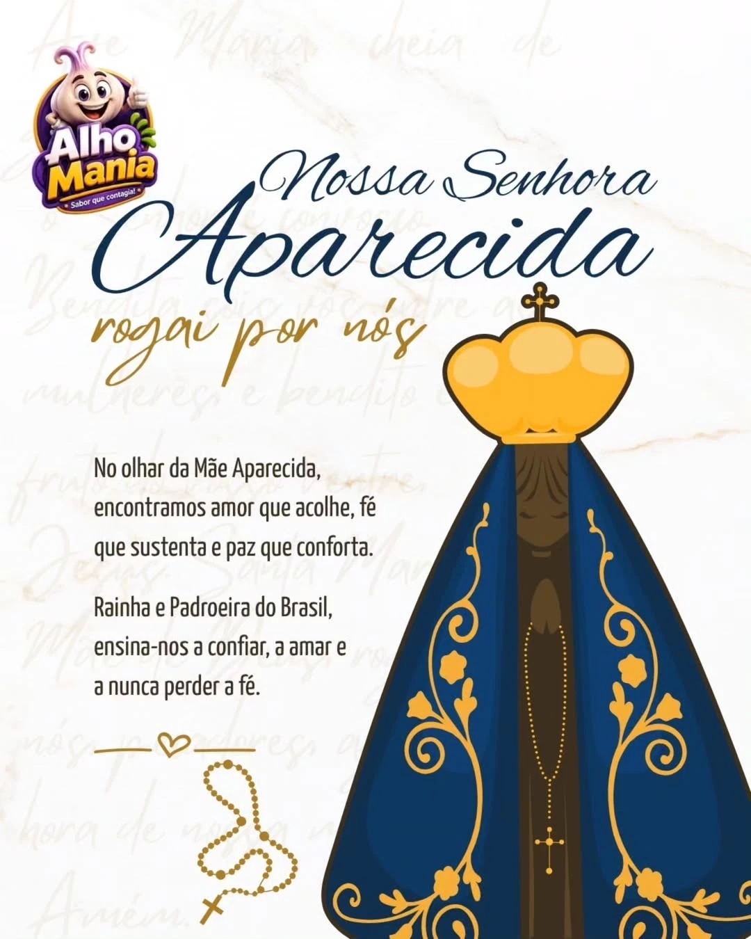 Nossa Senhora Aparecida — publicação do Instagram da Alho Mania